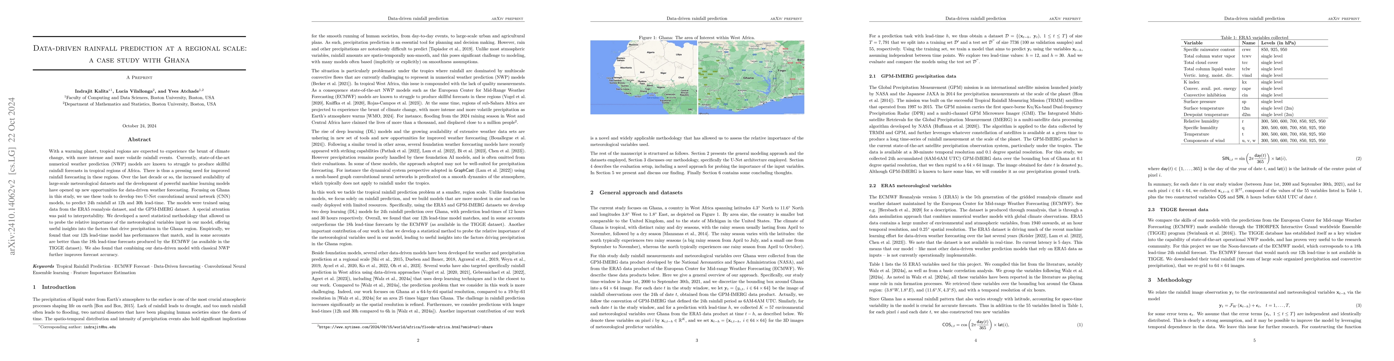 Thumbnail for Data-driven rainfall prediction at a regional scale: a case study with
  Ghana