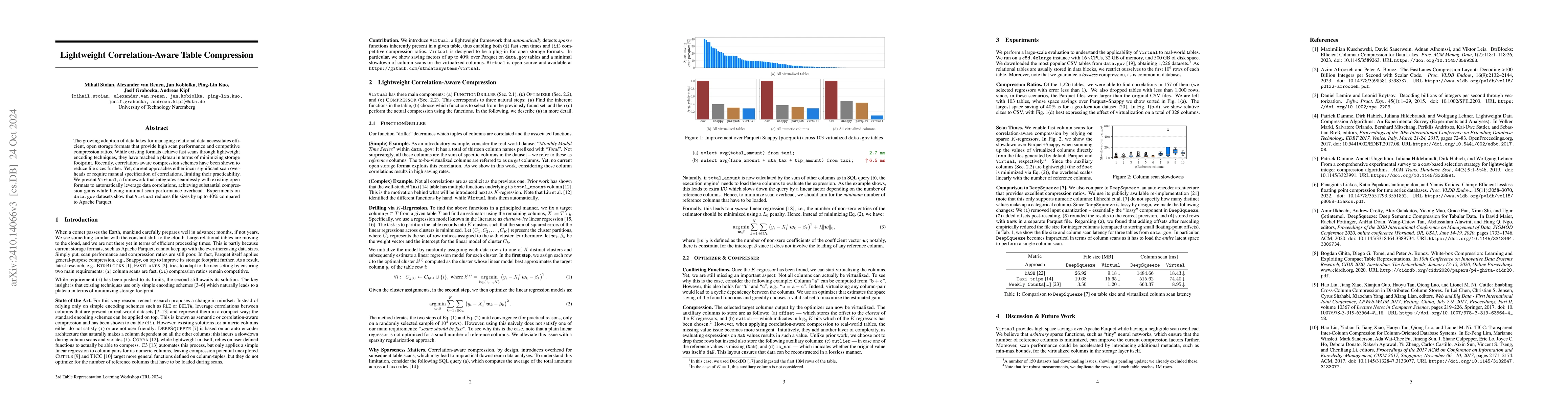 Thumbnail for Lightweight Correlation-Aware Table Compression