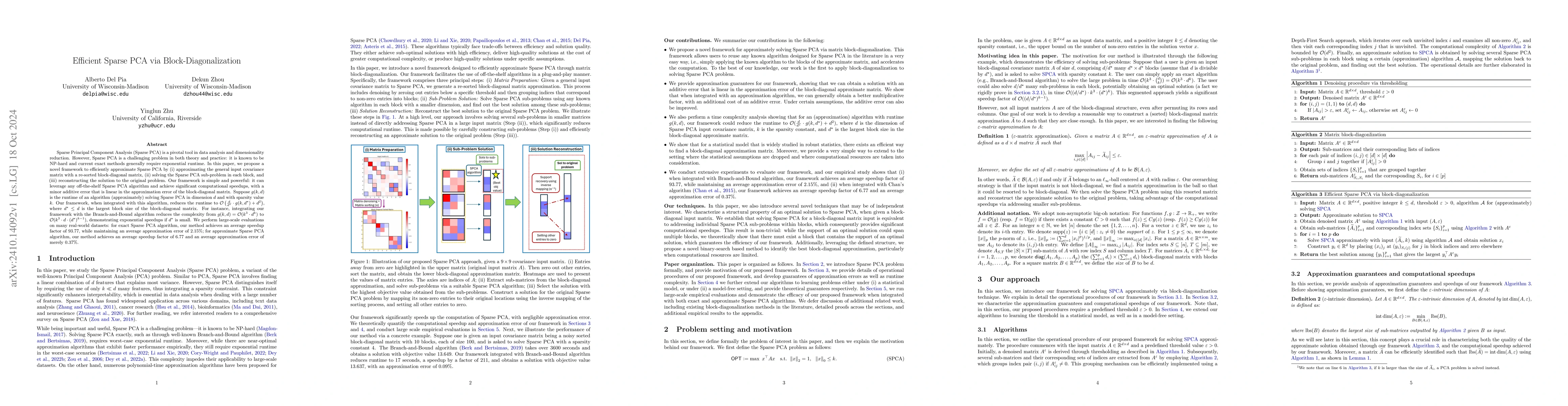 Thumbnail for Efficient Sparse PCA via Block-Diagonalization