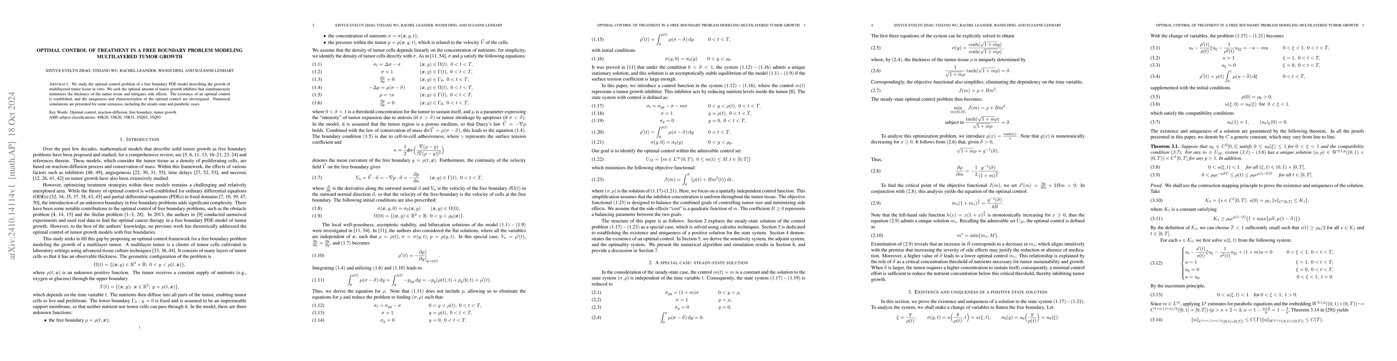 Thumbnail for Optimal control of treatment in a free boundary problem modeling
  multilayered tumor growth