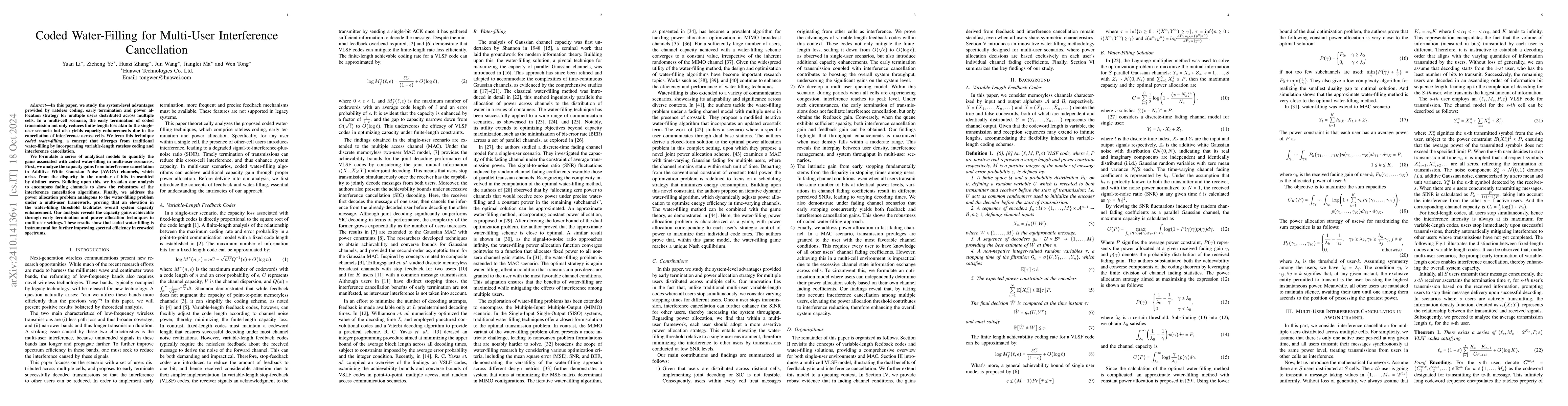Thumbnail for Coded Water-Filling for Multi-User Interference Cancellation