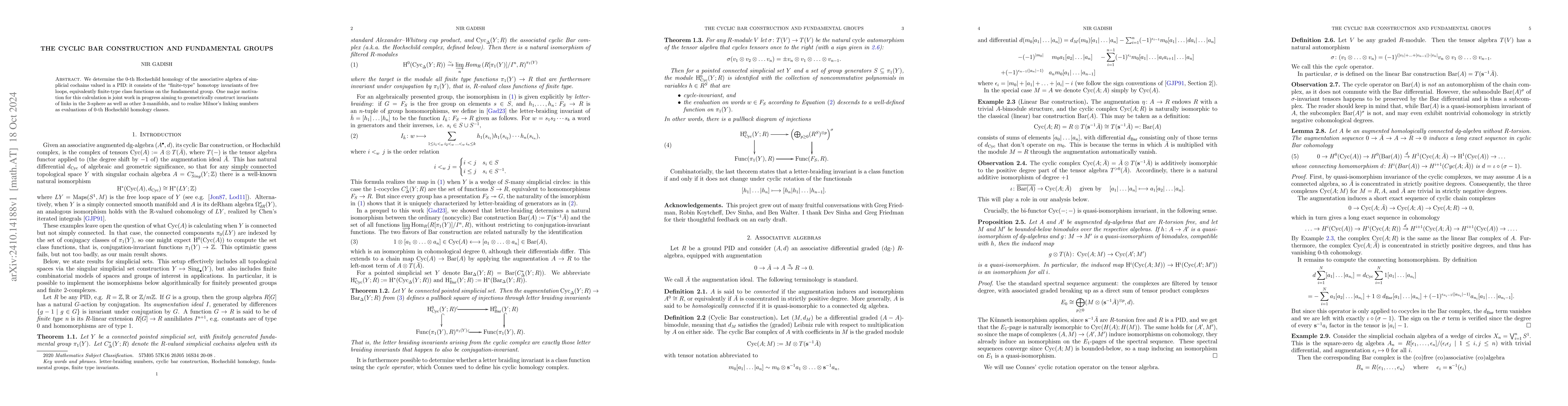 Thumbnail for The cyclic bar construction and fundamental groups