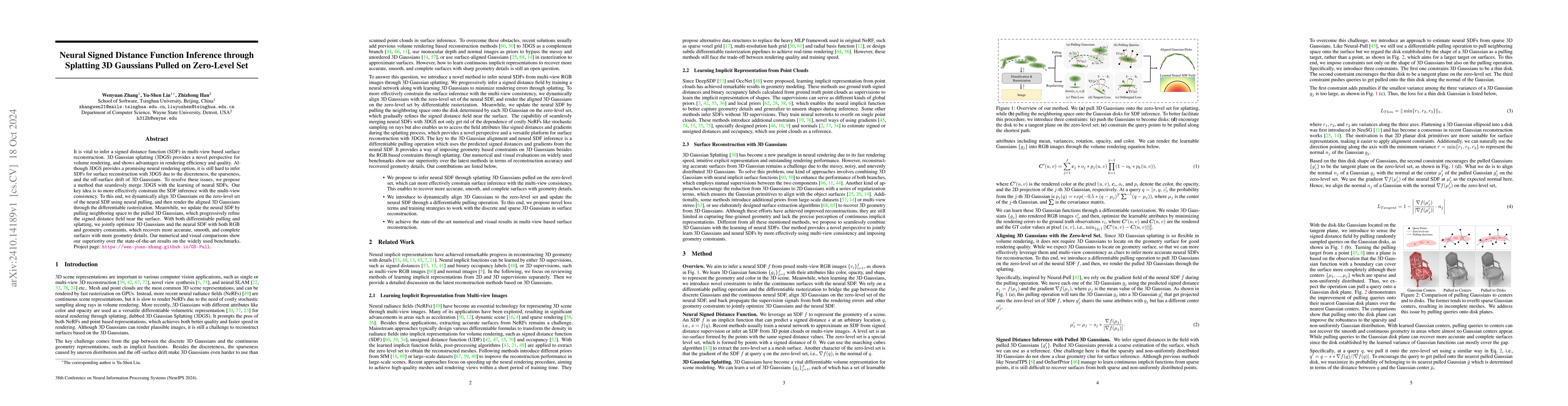 Thumbnail for Neural Signed Distance Function Inference through Splatting 3D Gaussians
  Pulled on Zero-Level Set