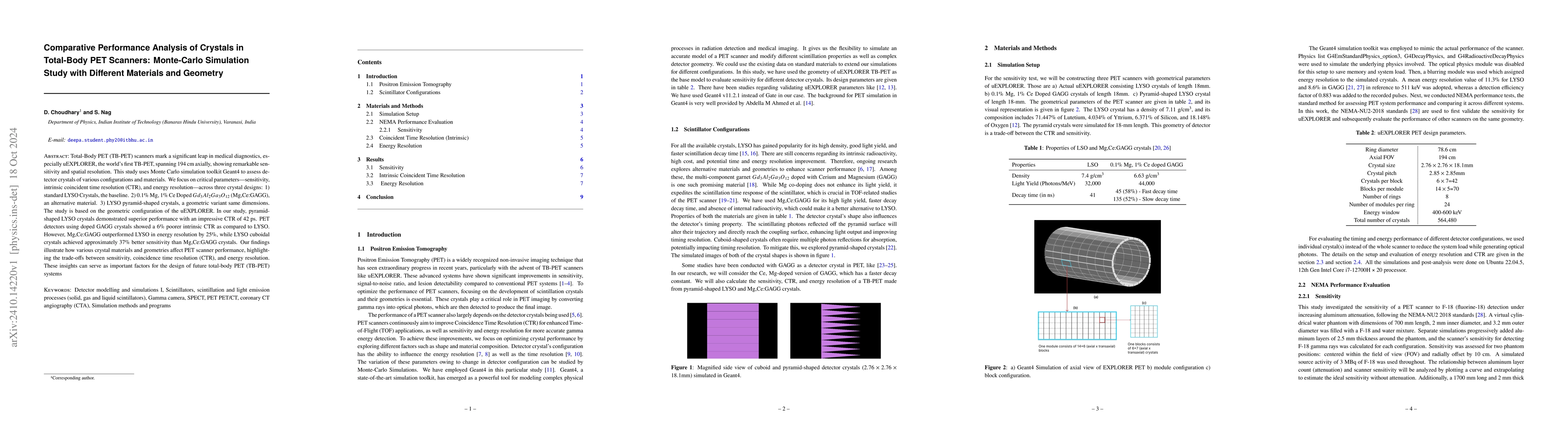 Thumbnail for Comparative Performance Analysis of Crystals in Total-Body PET Scanners:
  Monte-Carlo Simulation Study with Different Materials and Geometry