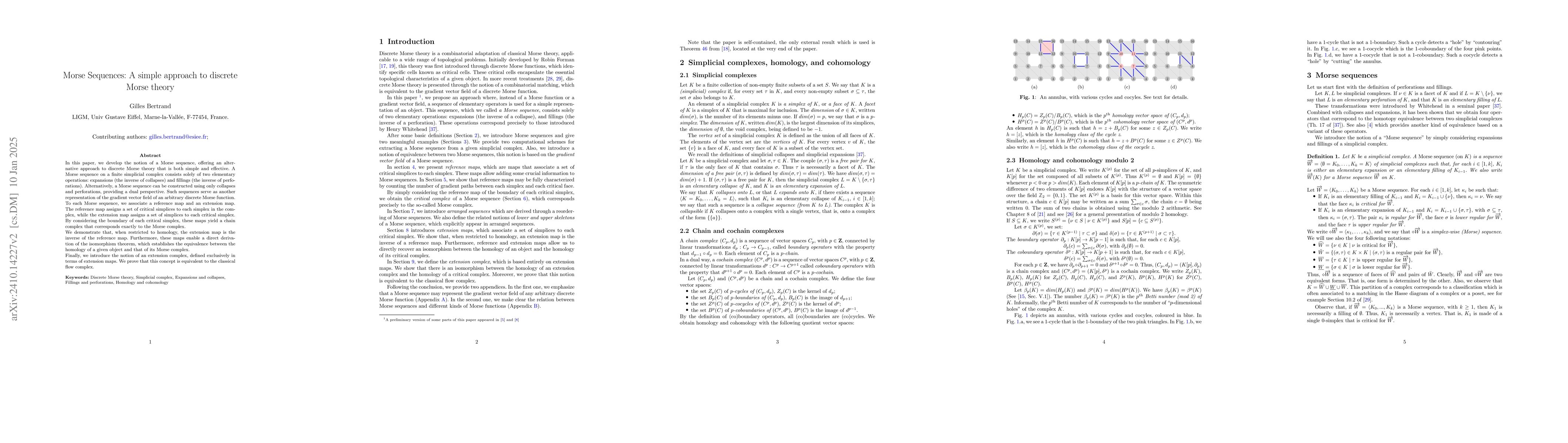 Thumbnail for Morse Sequences: A simple approach to discrete Morse theory