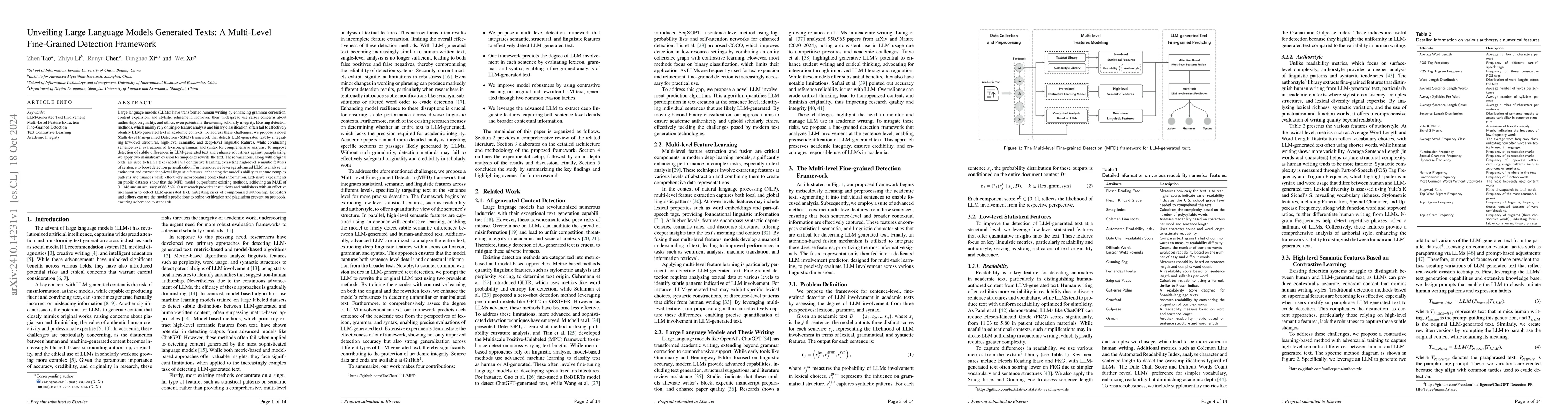 Thumbnail for Unveiling Large Language Models Generated Texts: A Multi-Level
  Fine-Grained Detection Framework