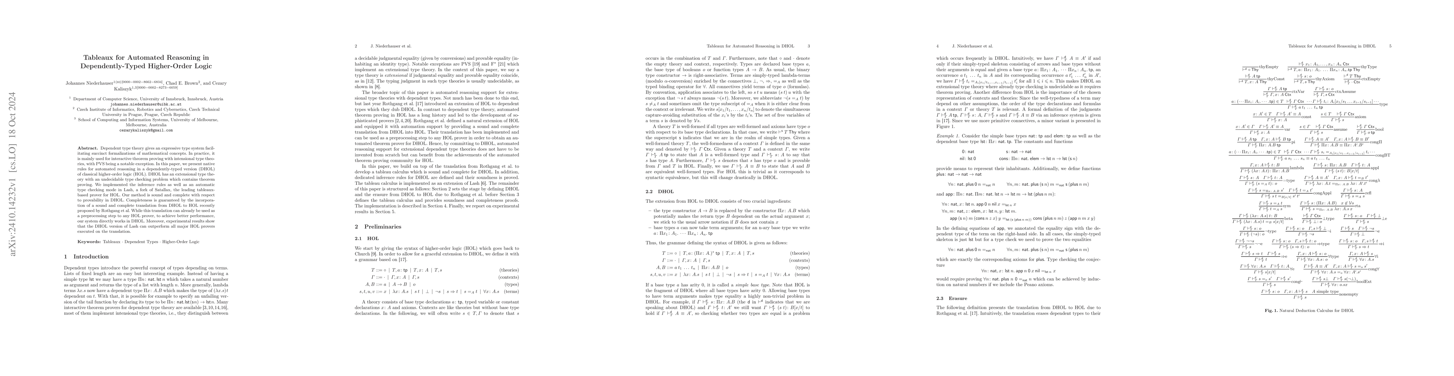 Thumbnail for Tableaux for Automated Reasoning in Dependently-Typed Higher-Order Logic
  (Extended Version)