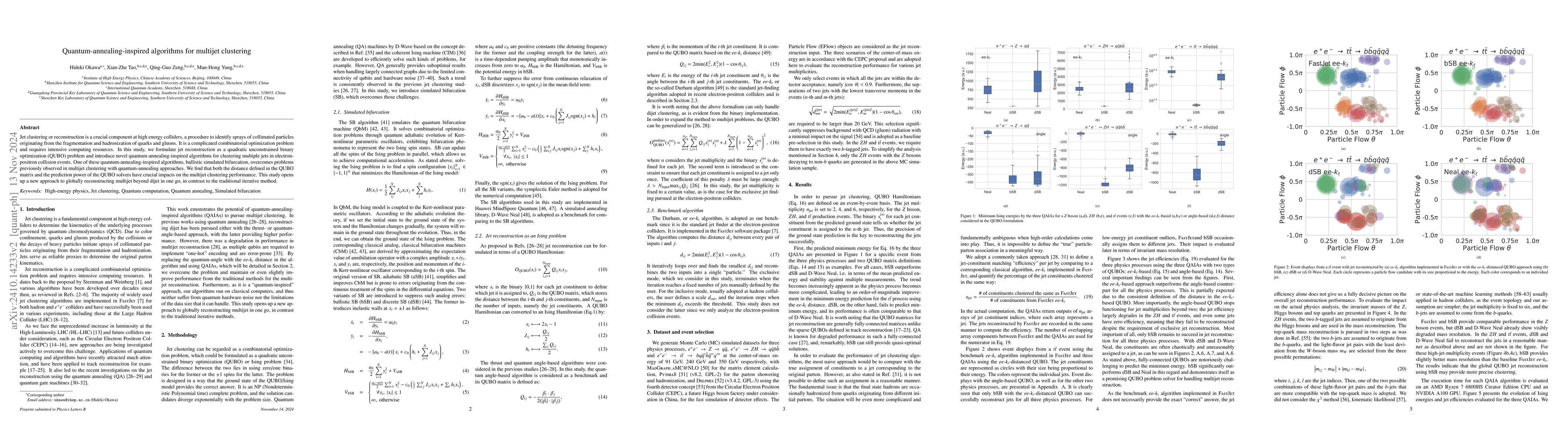 Thumbnail for Quantum-annealing-inspired algorithms for multijet clustering