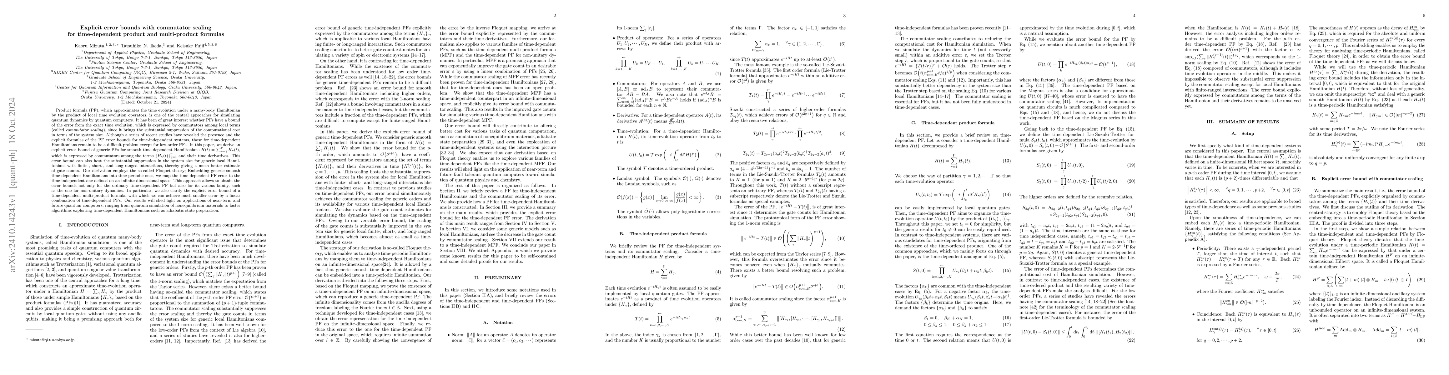 Thumbnail for Explicit error bounds with commutator scaling for time-dependent product
  and multi-product formulas