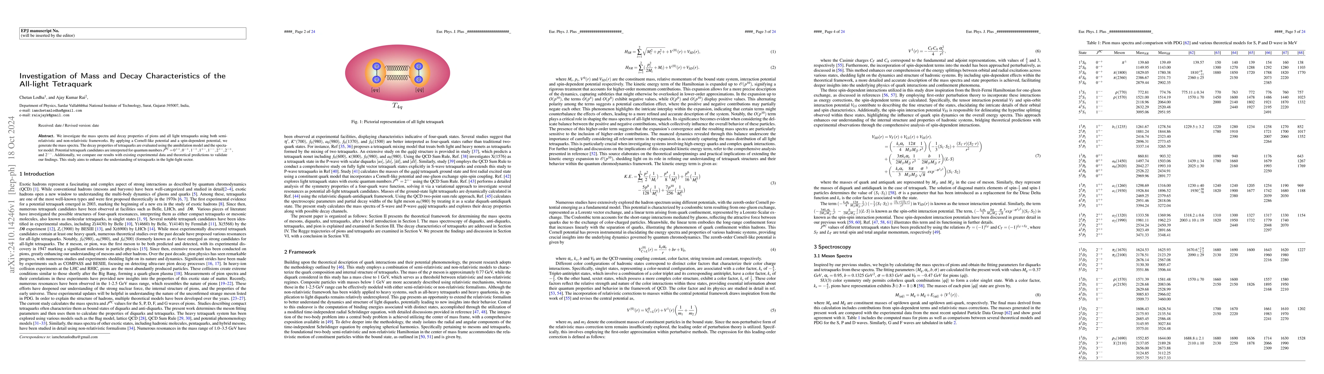 Thumbnail for Investigation of Mass and Decay Characteristics of the All-light
  Tetraquark