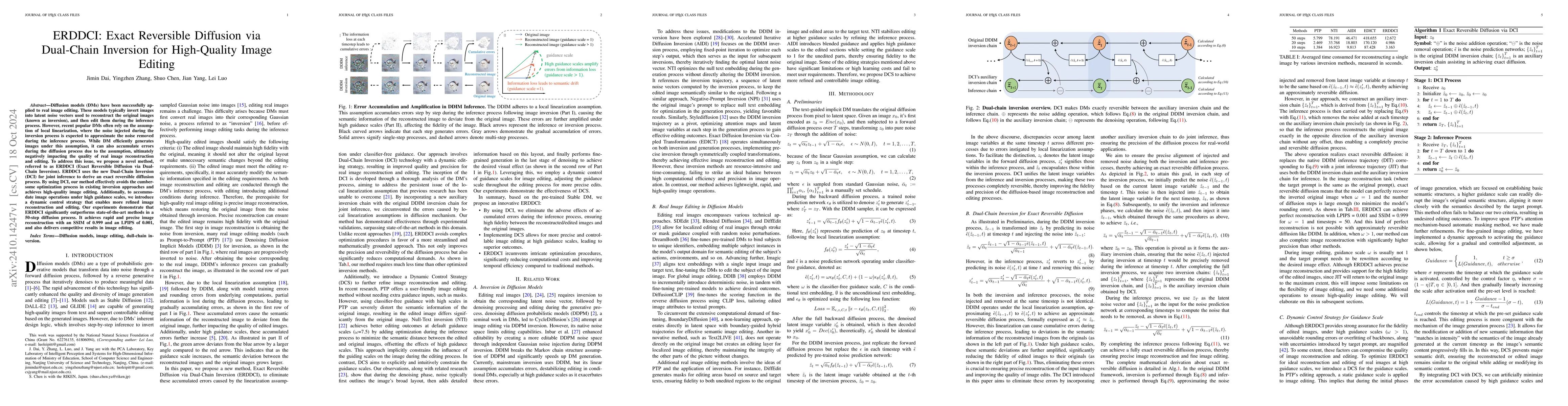 Thumbnail for ERDDCI: Exact Reversible Diffusion via Dual-Chain Inversion for
  High-Quality Image Editing
