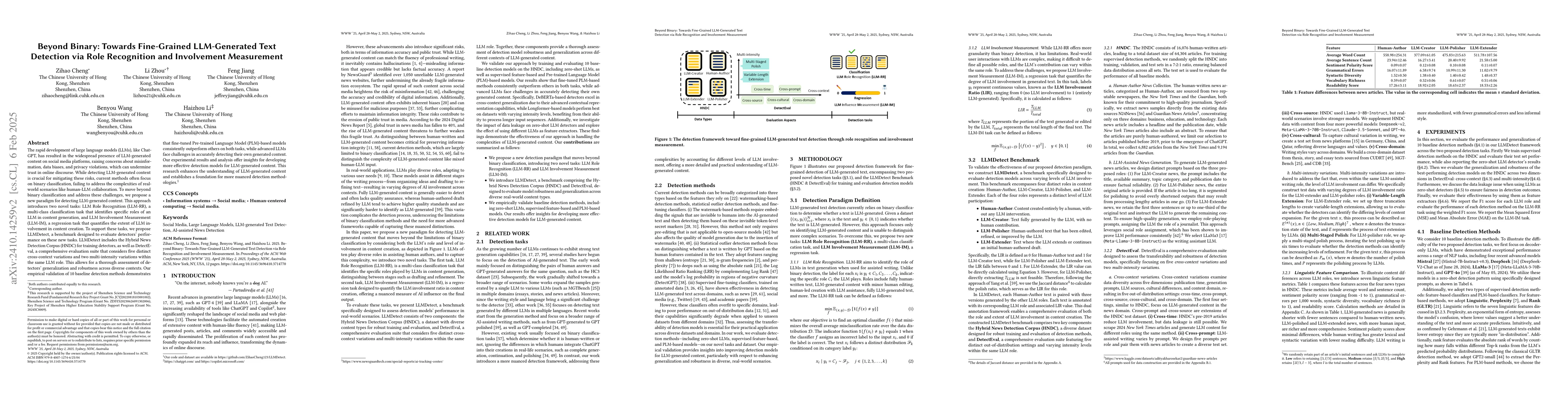 Thumbnail for Beyond Binary: Towards Fine-Grained LLM-Generated Text Detection via
  Role Recognition and Involvement Measurement
