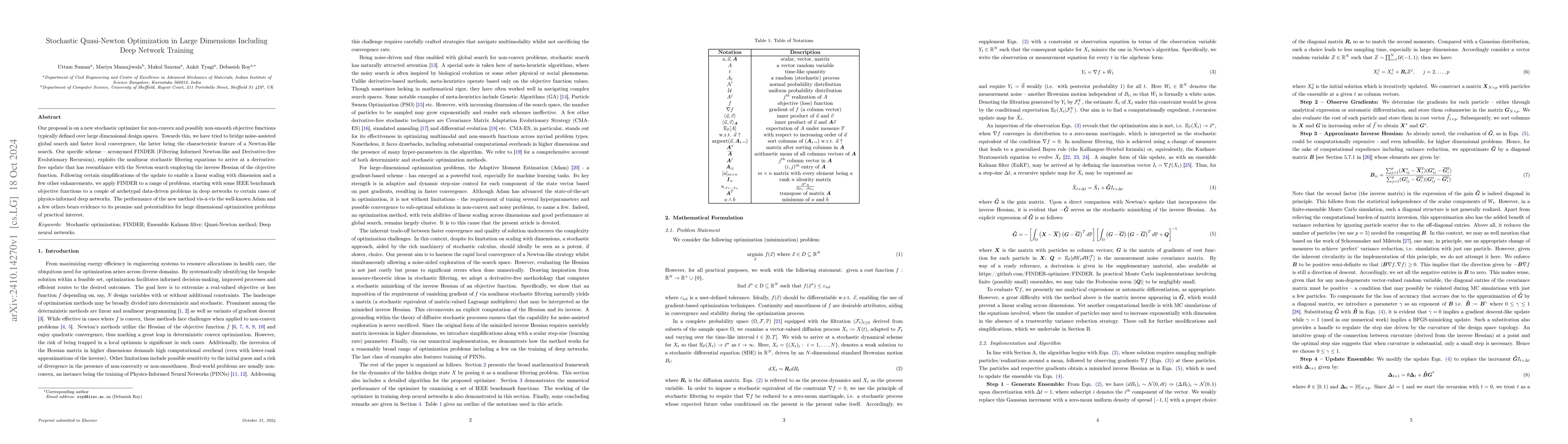 Thumbnail for Stochastic Quasi-Newton Optimization in Large Dimensions Including Deep
  Network Training