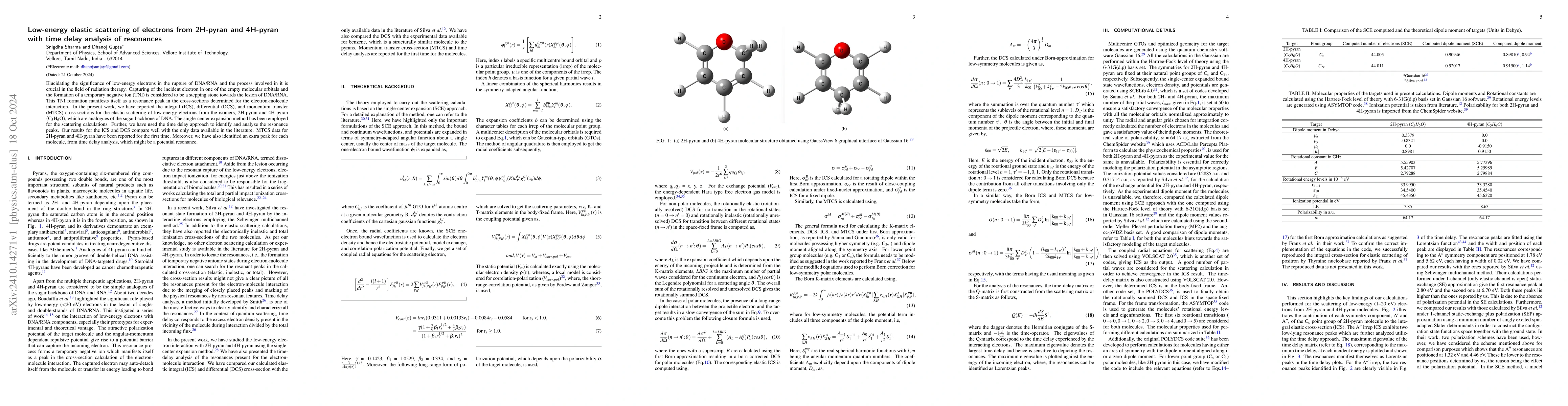 Thumbnail for Low-energy elastic scattering of electrons from 2H-pyran and 4H-pyran
  with time delay analysis of resonances