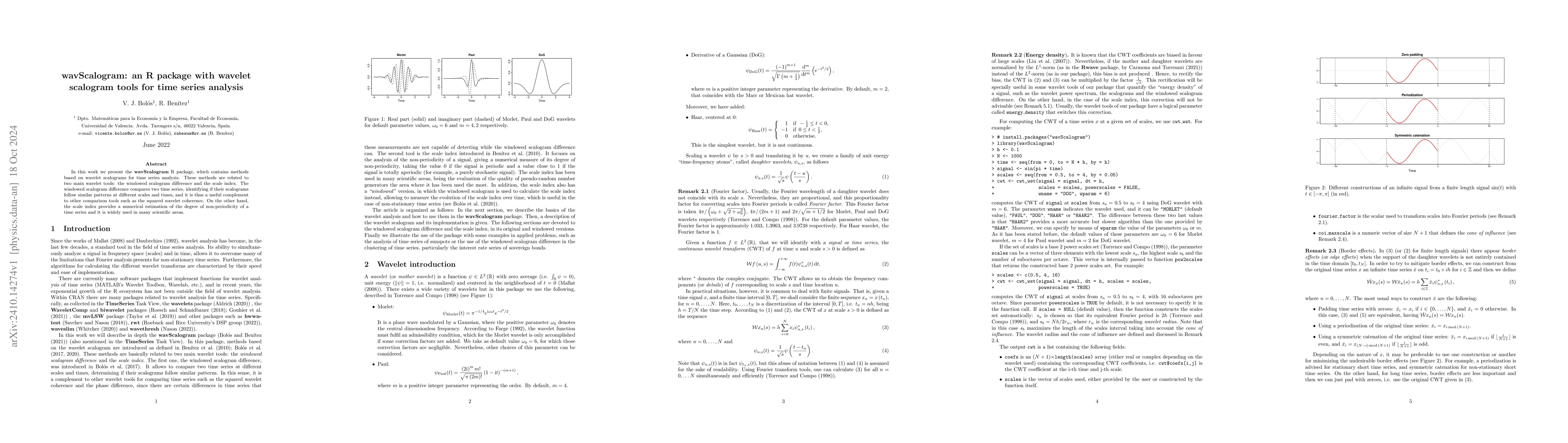 Thumbnail for wavScalogram: an R package with wavelet scalogram tools for time series
  analysis