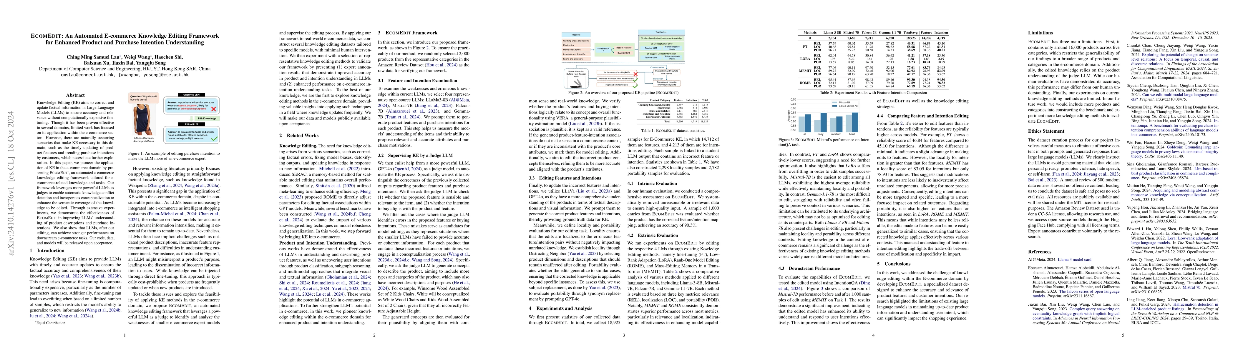 Thumbnail for EcomEdit: An Automated E-commerce Knowledge Editing Framework for
  Enhanced Product and Purchase Intention Understanding