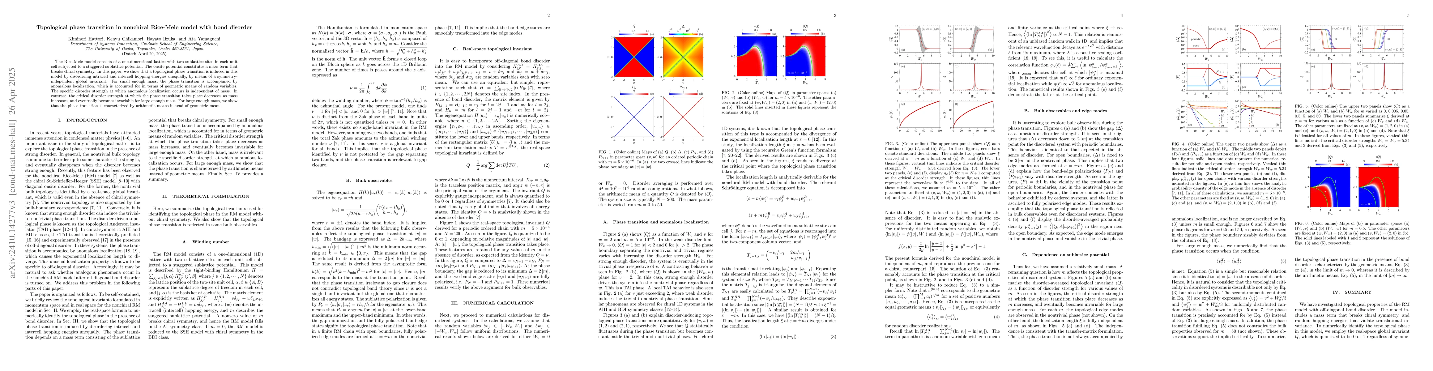 Thumbnail for Topological phase transition in nonchiral Rice-Mele model with bond
  disorder
