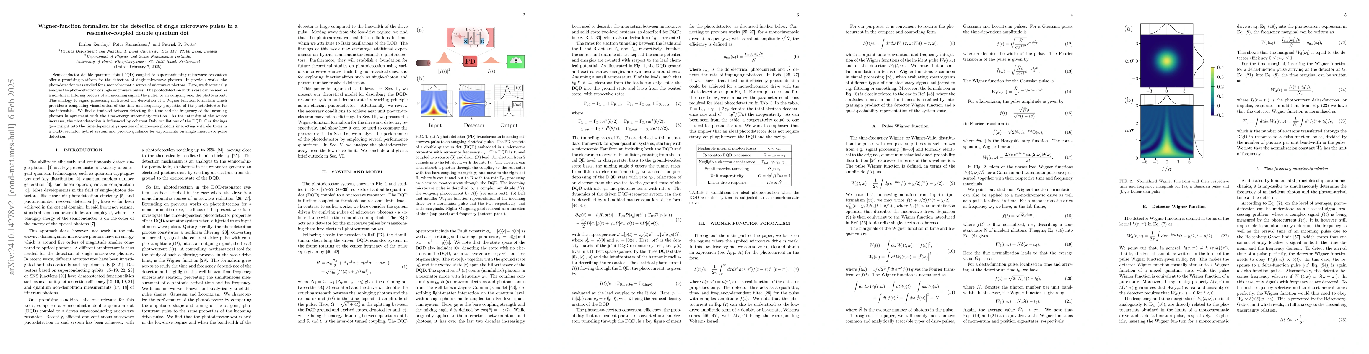 Thumbnail for Wigner-function formalism for the detection of single microwave pulses
  in a resonator-coupled double quantum dot
