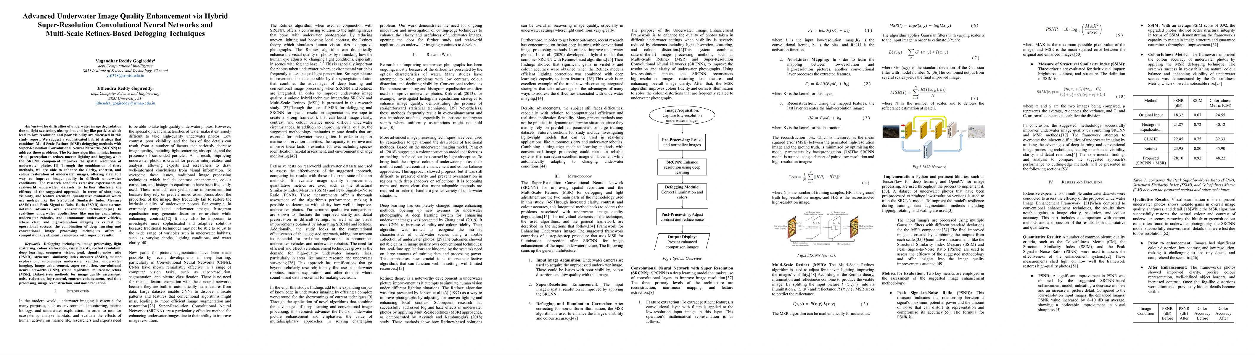 Thumbnail for Advanced Underwater Image Quality Enhancement via Hybrid
  Super-Resolution Convolutional Neural Networks and Multi-Scale Retinex-Based
  Defogging Techniques