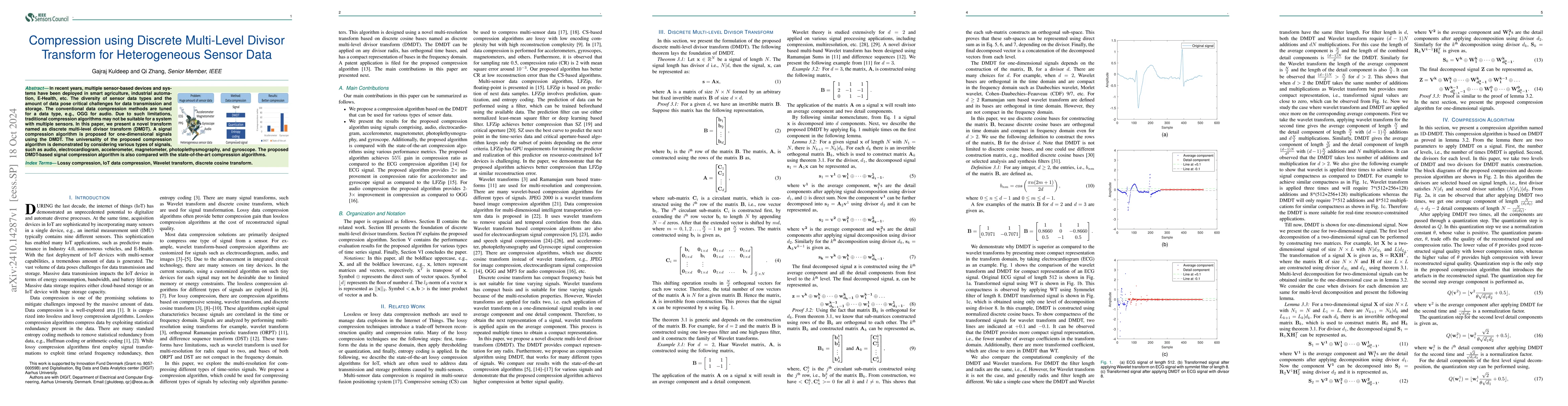Thumbnail for Compression using Discrete Multi-Level Divisor Transform for
  Heterogeneous Sensor Data