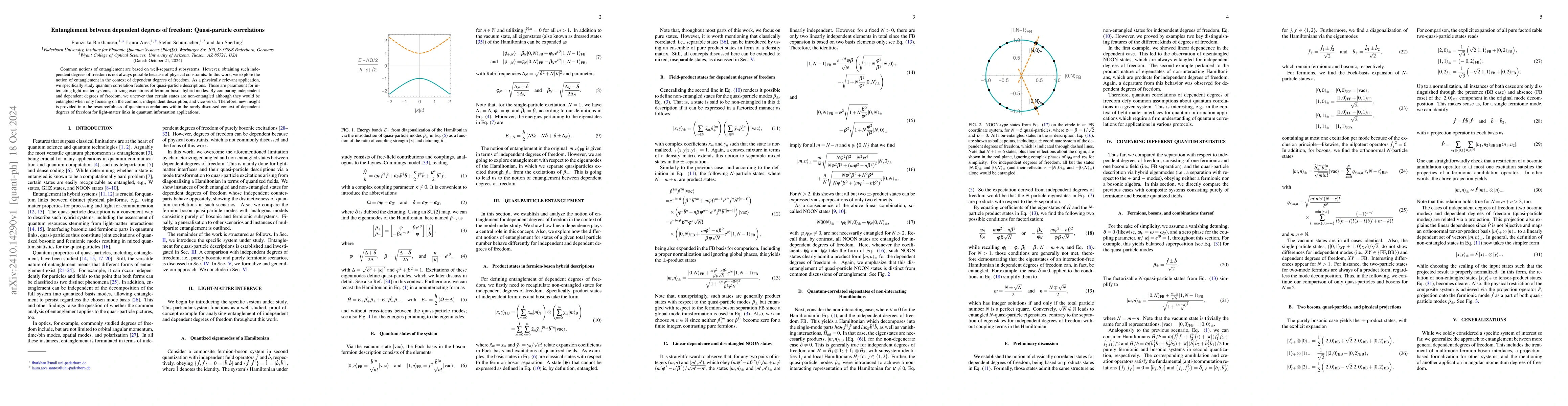 Thumbnail for Entanglement between dependent degrees of freedom: Quasi-particle
  correlations