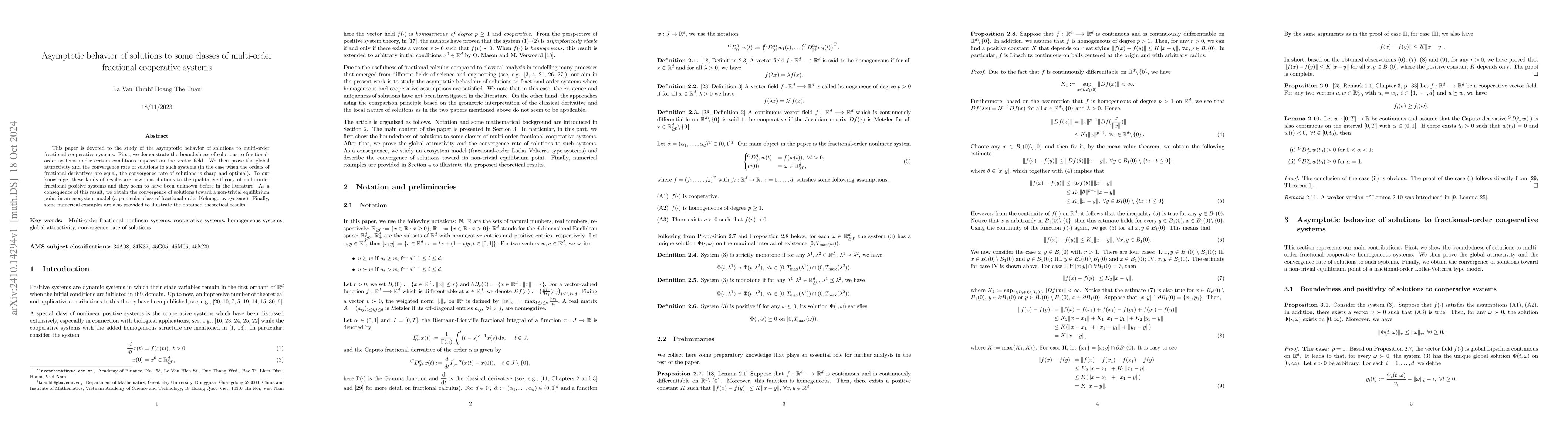 Thumbnail for Asymptotic behavior of solutions to some classes of multi-order
  fractional cooperative systems