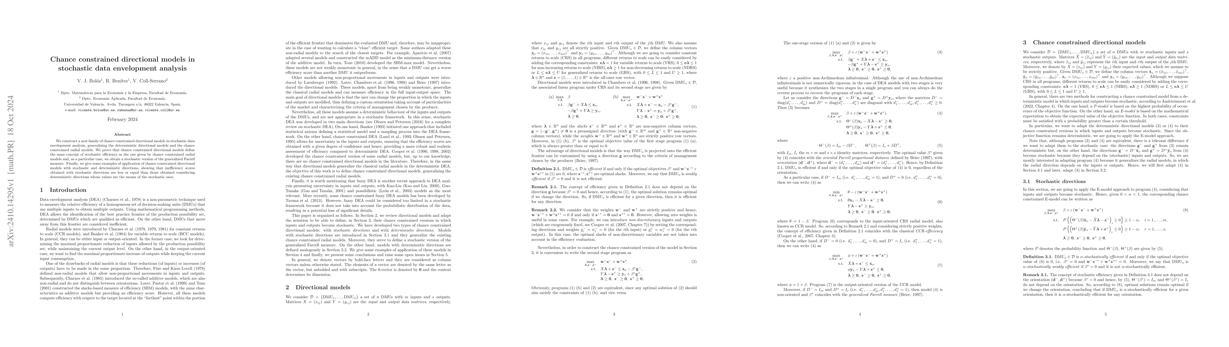 Thumbnail for Chance constrained directional models in stochastic data envelopment
  analysis
