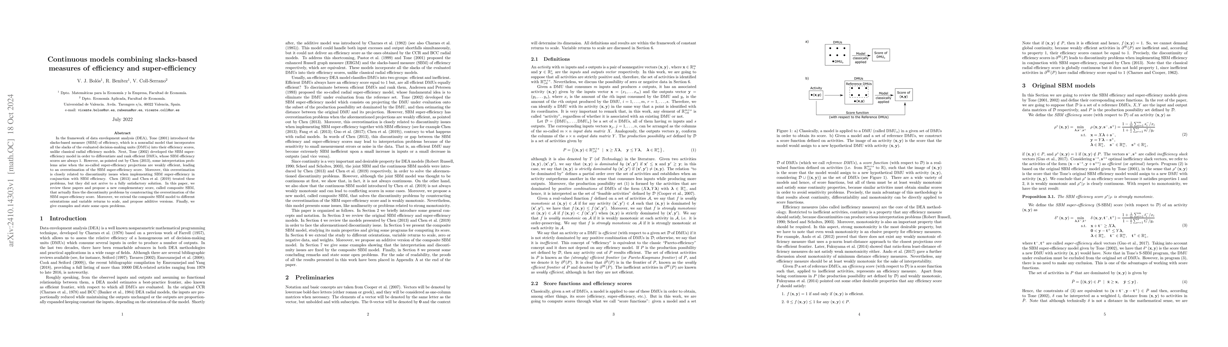 Thumbnail for Continuous models combining slacks-based measures of efficiency and
  super-efficiency