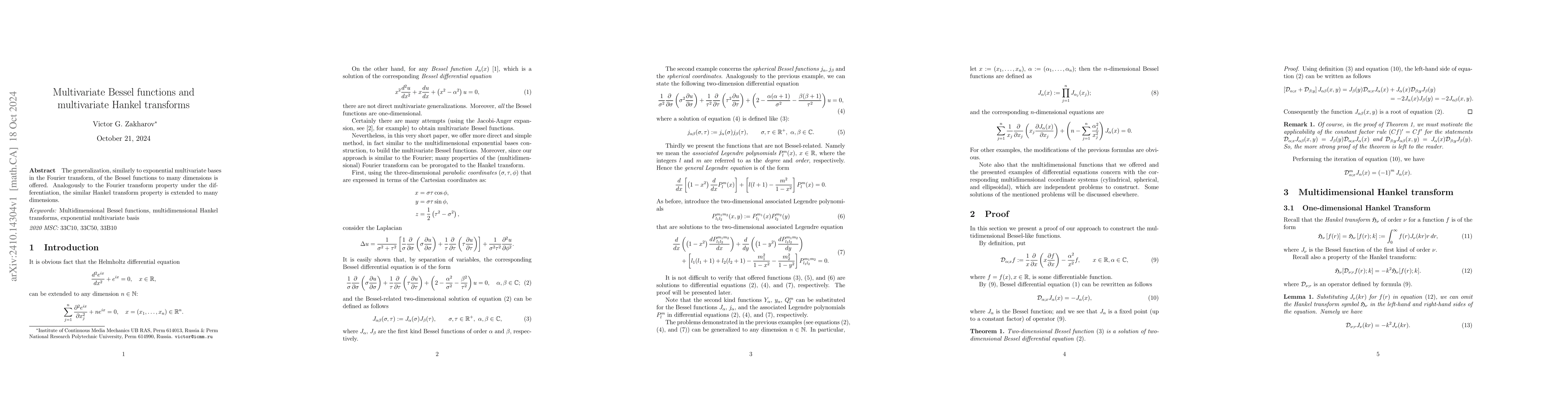 Thumbnail for Multivariate Bessel functions and multivariate Hankel transforms
