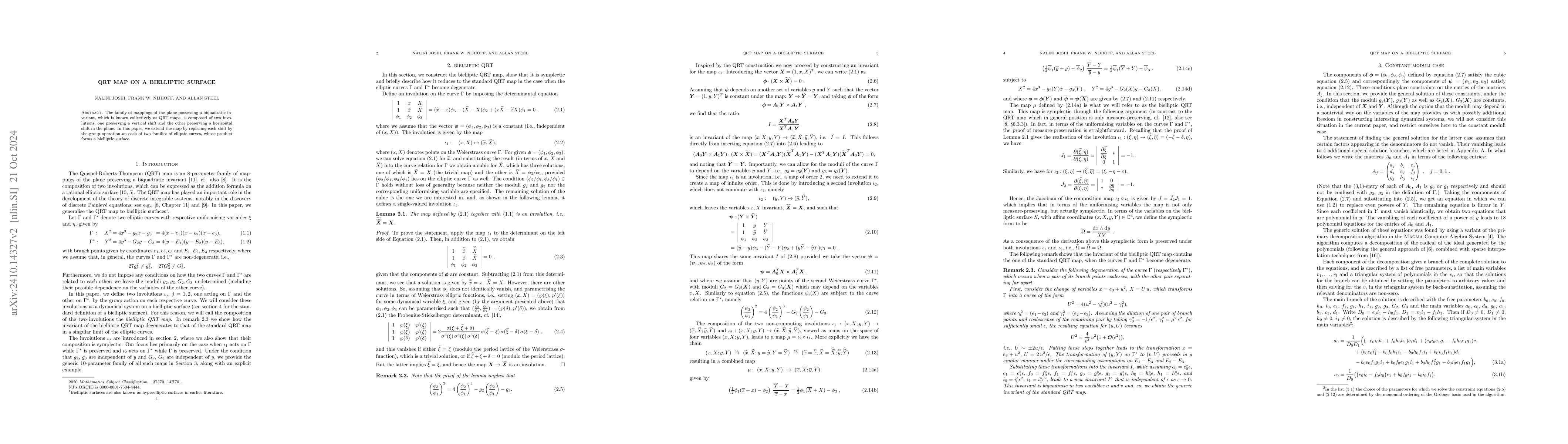 Thumbnail for QRT Map on a Bielliptic Surface