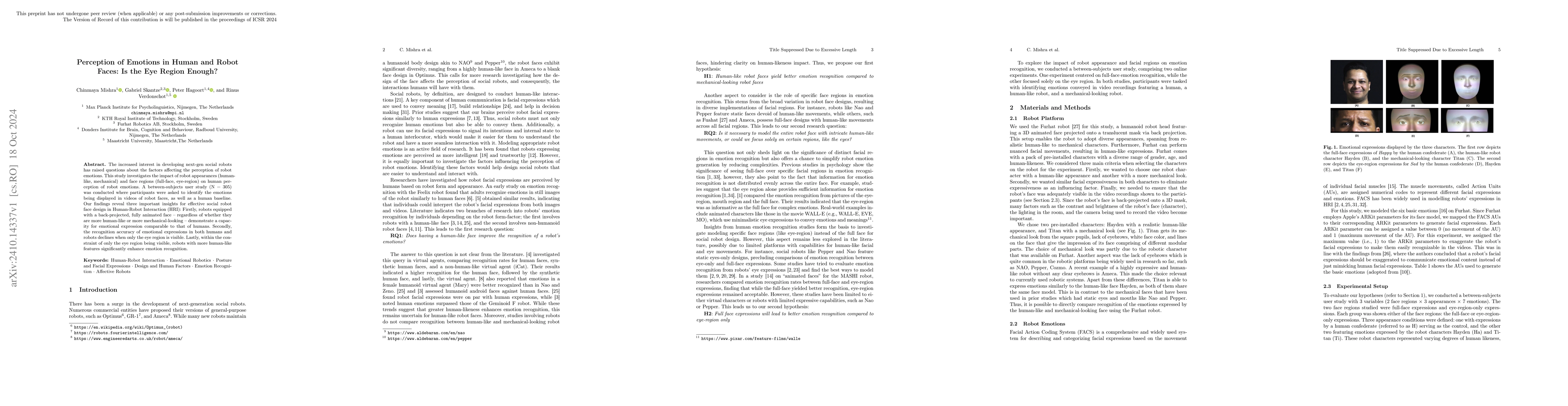 Thumbnail for Perception of Emotions in Human and Robot Faces: Is the Eye Region
  Enough?