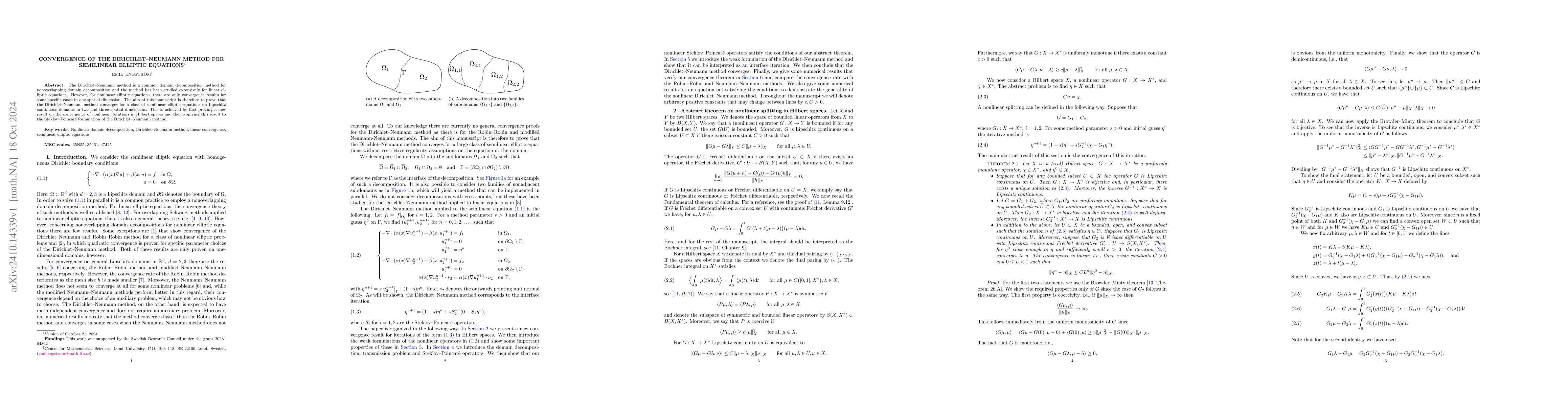 Thumbnail for Convergence of the Dirichlet-Neumann method for semilinear elliptic
  equations