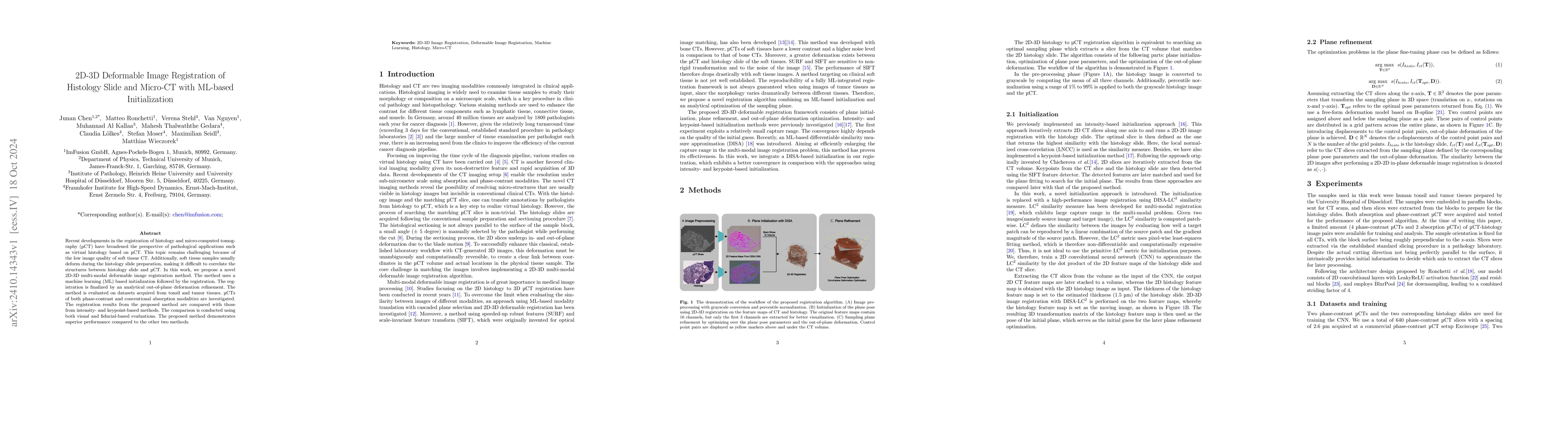 Thumbnail for 2D-3D Deformable Image Registration of Histology Slide and Micro-CT with
  ML-based Initialization