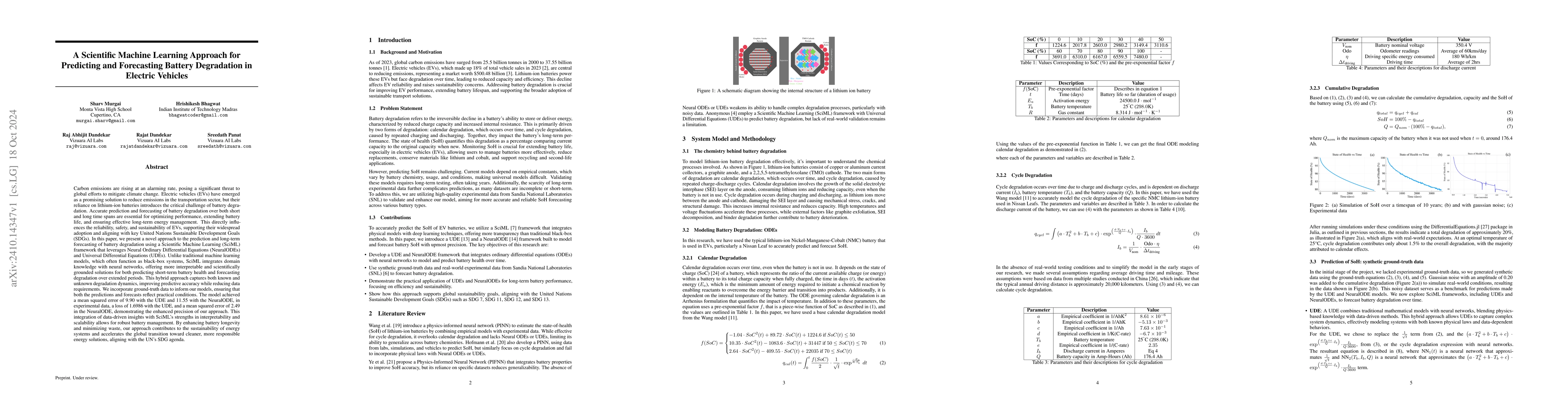 Thumbnail for A Scientific Machine Learning Approach for Predicting and Forecasting
  Battery Degradation in Electric Vehicles