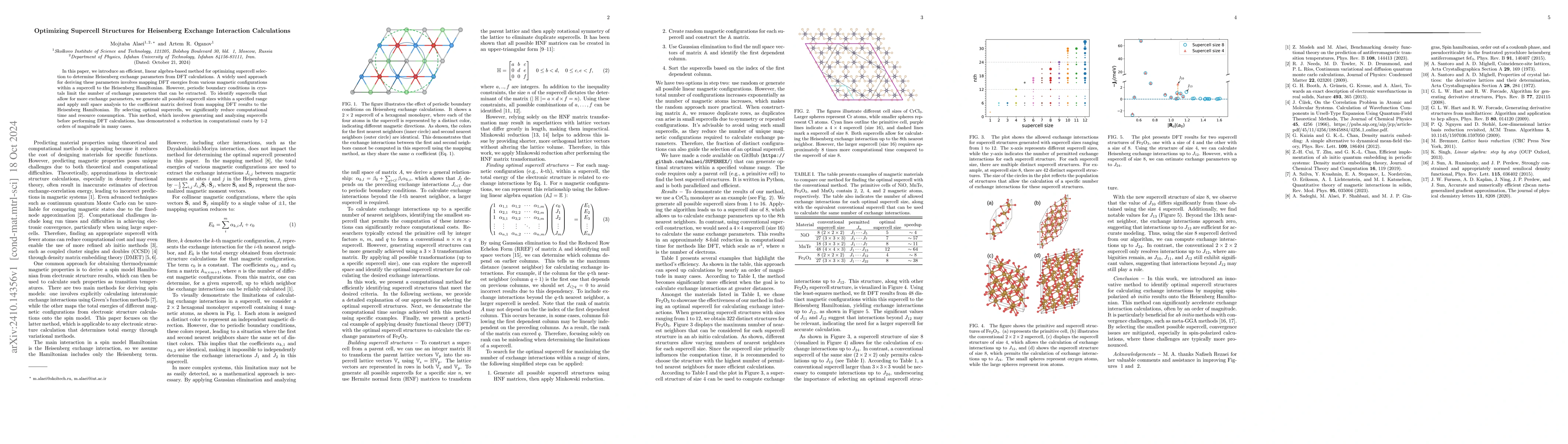 Thumbnail for Optimizing Supercell Structures for Heisenberg Exchange Interaction
  Calculations