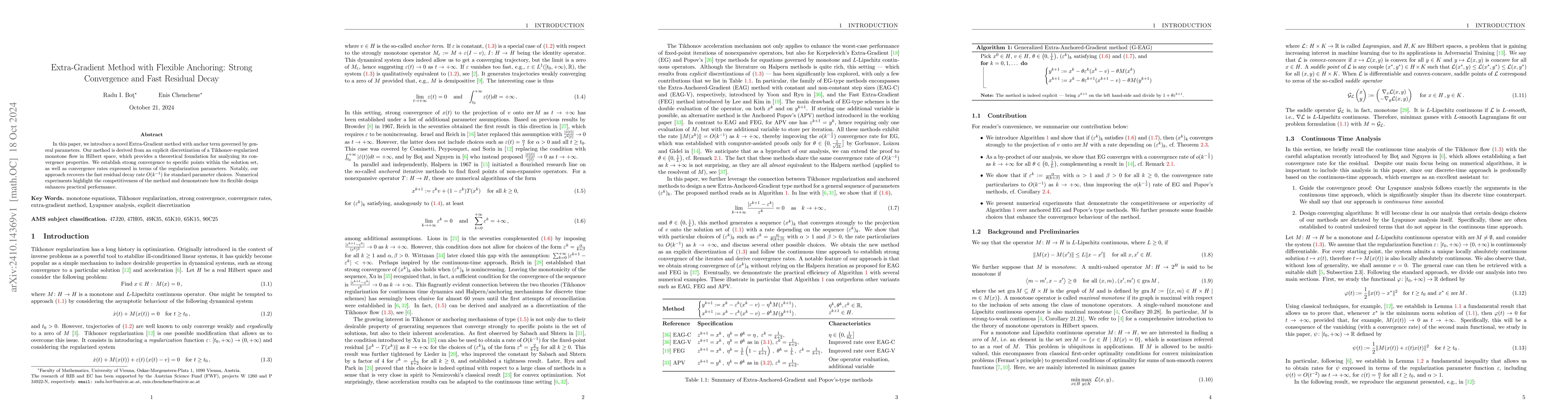 Thumbnail for Extra-Gradient Method with Flexible Anchoring: Strong Convergence and
  Fast Residual Decay