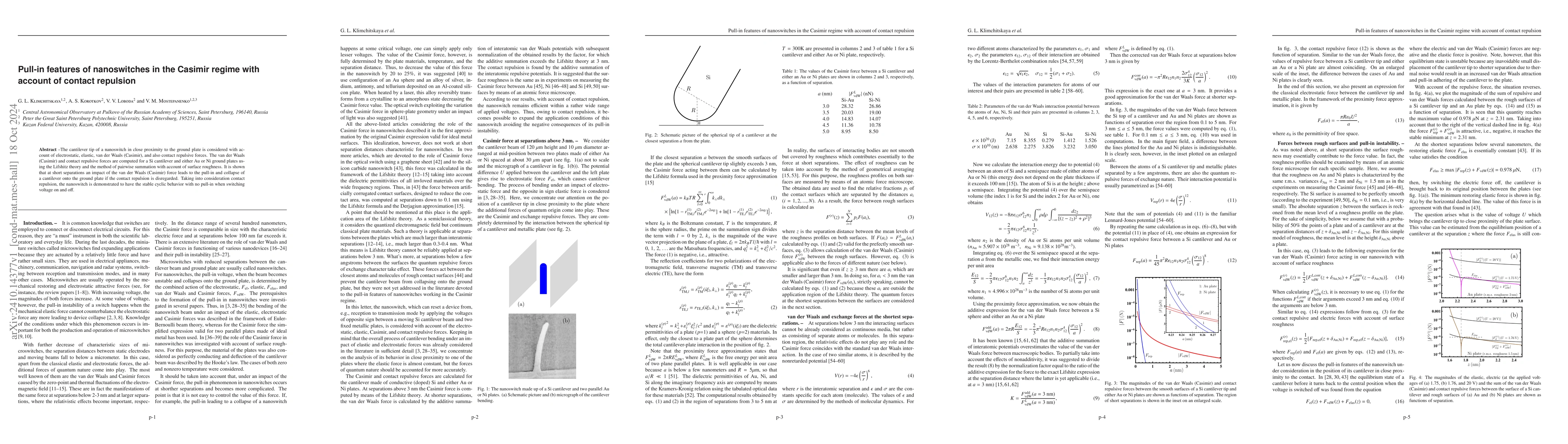 Thumbnail for Pull-in features of nanoswitches in the Casimir regime with account of
  contact repulsion