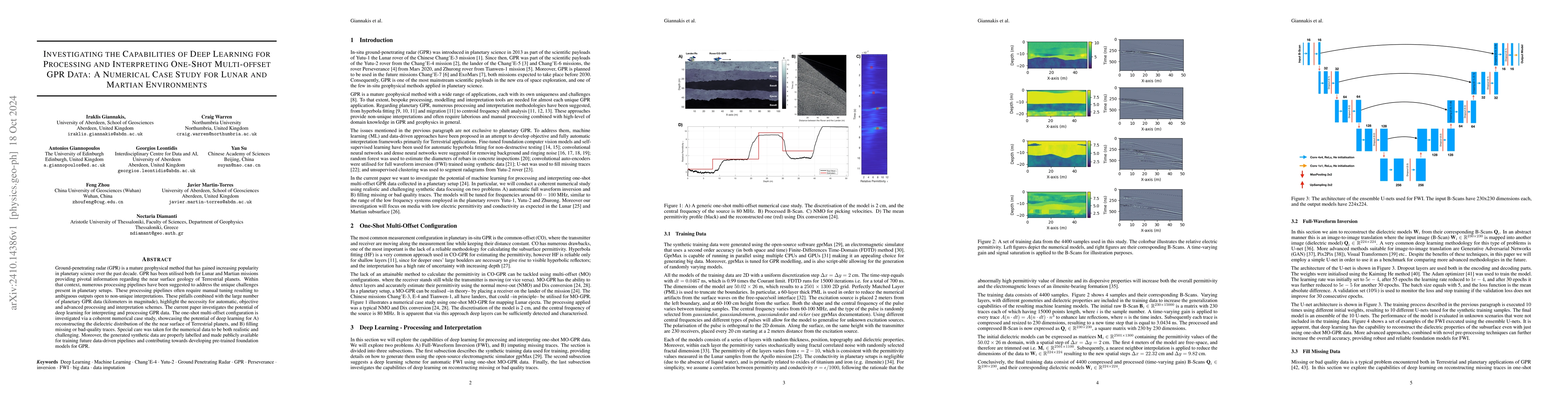 Thumbnail for Investigating the Capabilities of Deep Learning for Processing and
  Interpreting One-Shot Multi-offset GPR Data: A Numerical Case Study for Lunar
  and Martian Environments