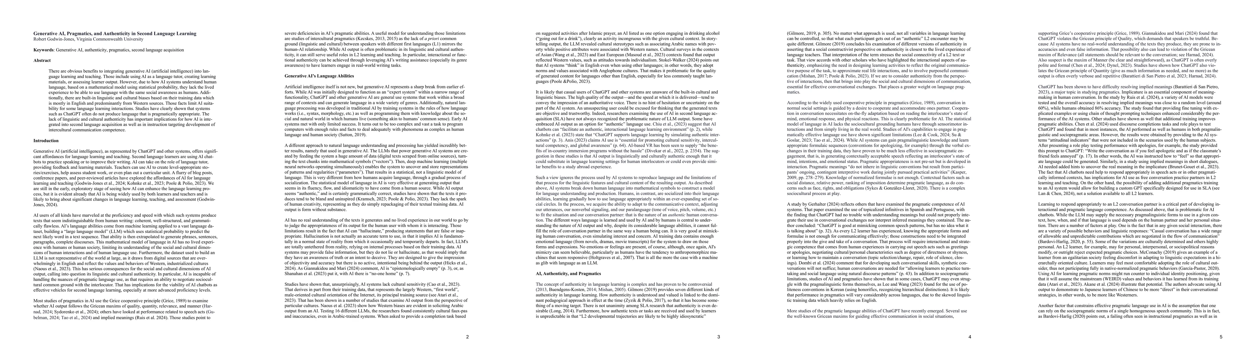 Thumbnail for Generative AI, Pragmatics, and Authenticity in Second Language Learning
