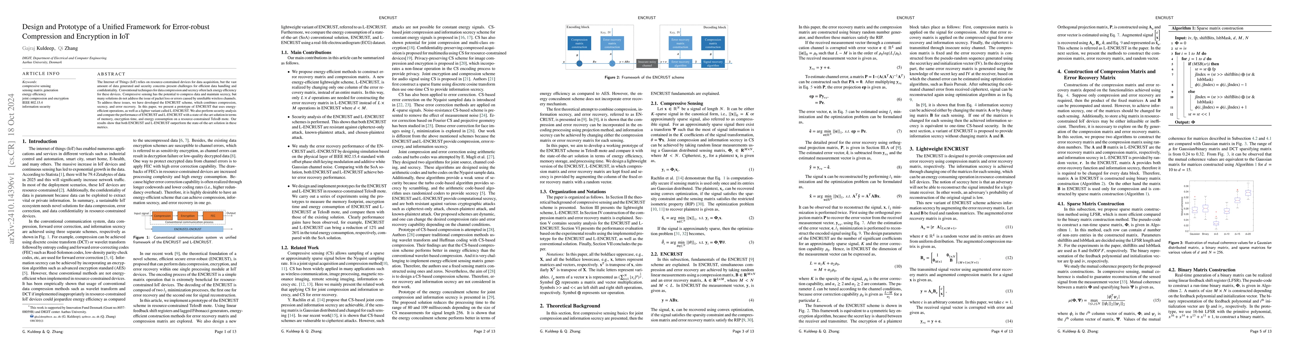 Thumbnail for Design and Prototype of a Unified Framework for Error-robust Compression
  and Encryption in IoT