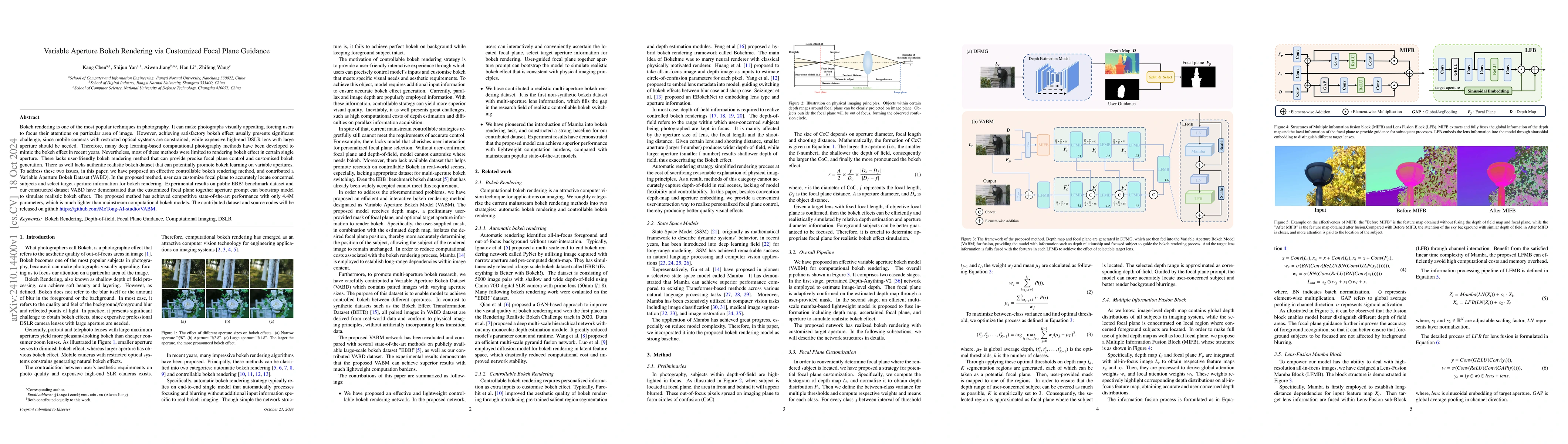 Thumbnail for Variable Aperture Bokeh Rendering via Customized Focal Plane Guidance