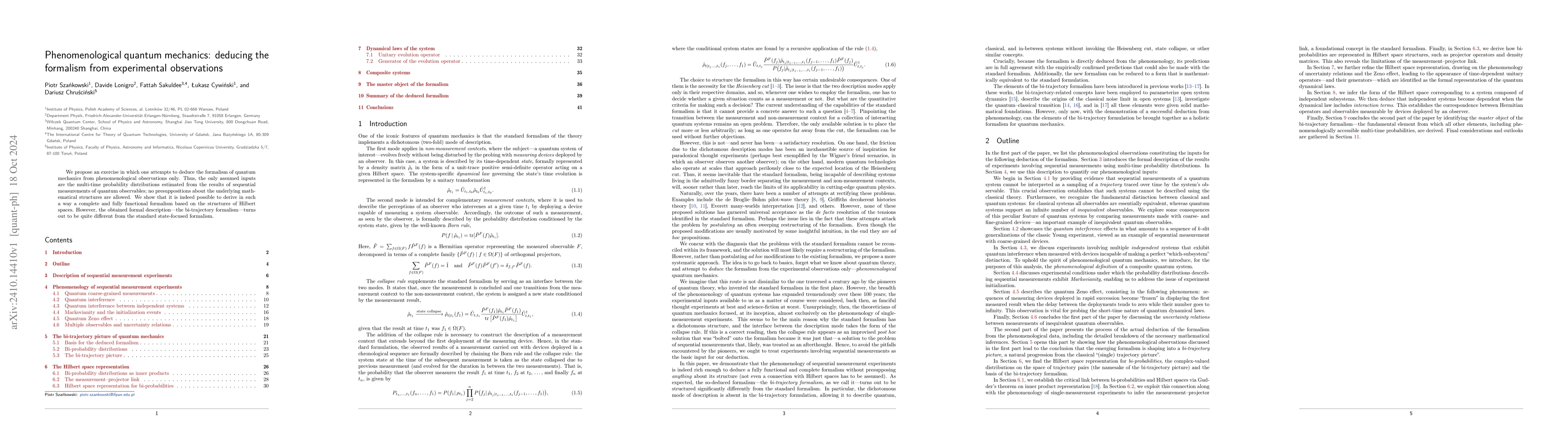 Thumbnail for Phenomenological quantum mechanics: deducing the formalism from
  experimental observations