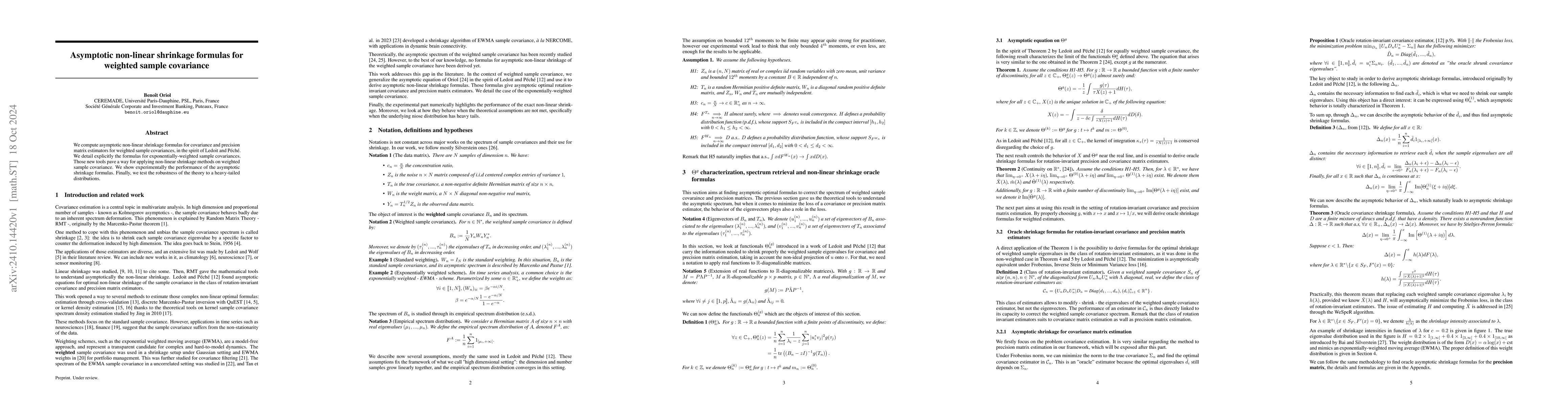 Thumbnail for Asymptotic non-linear shrinkage formulas for weighted sample covariance