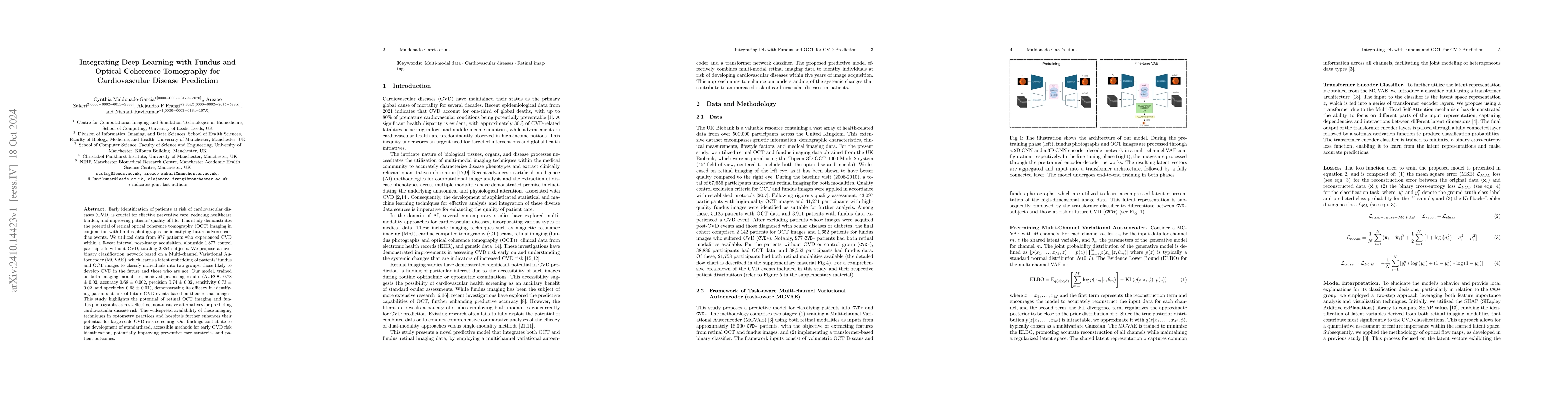 Thumbnail for Integrating Deep Learning with Fundus and Optical Coherence Tomography
  for Cardiovascular Disease Prediction