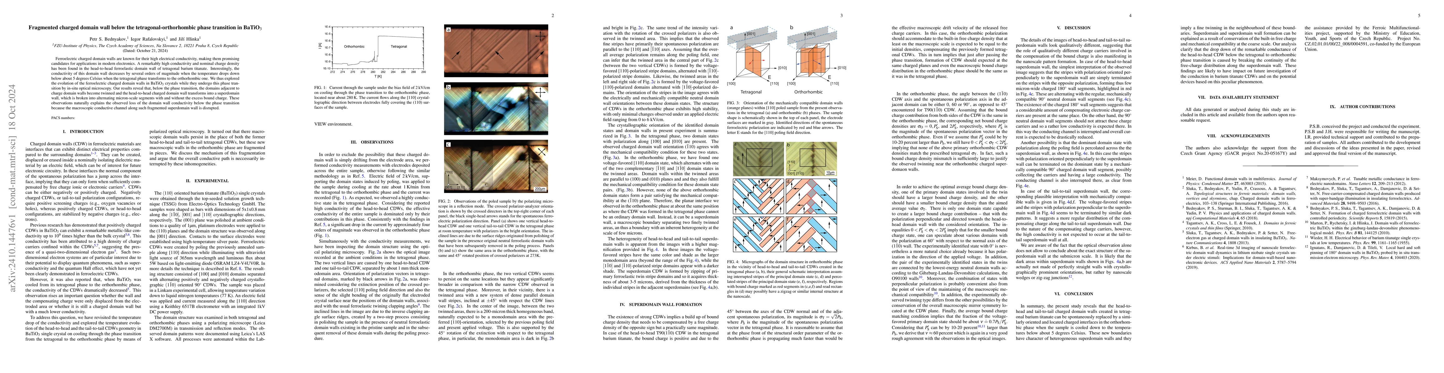 Thumbnail for Fragmented charged domain wall below the tetragonal-orthorhombic phase
  transition in BaTiO3
