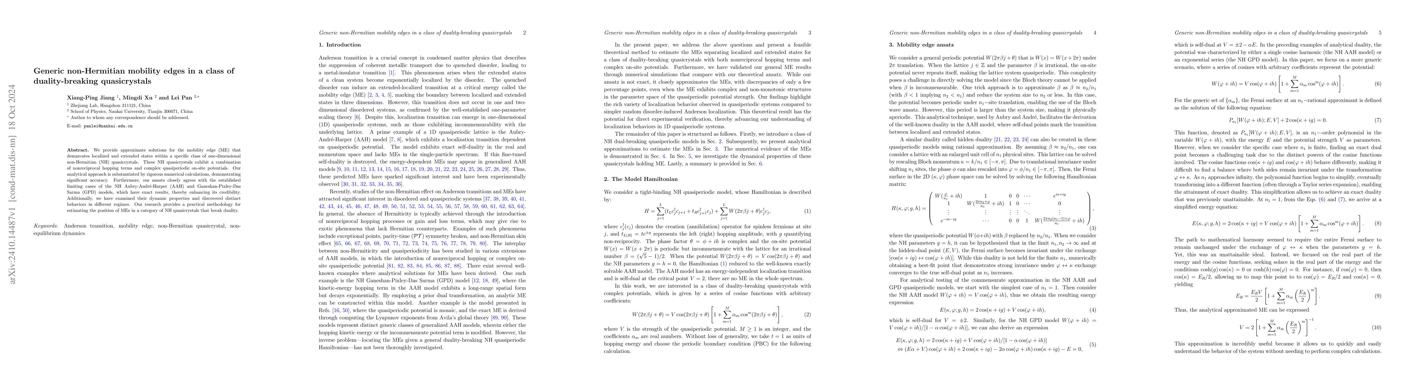 Thumbnail for Generic non-Hermitian mobility edges in a class of duality-breaking
  quasicrystals