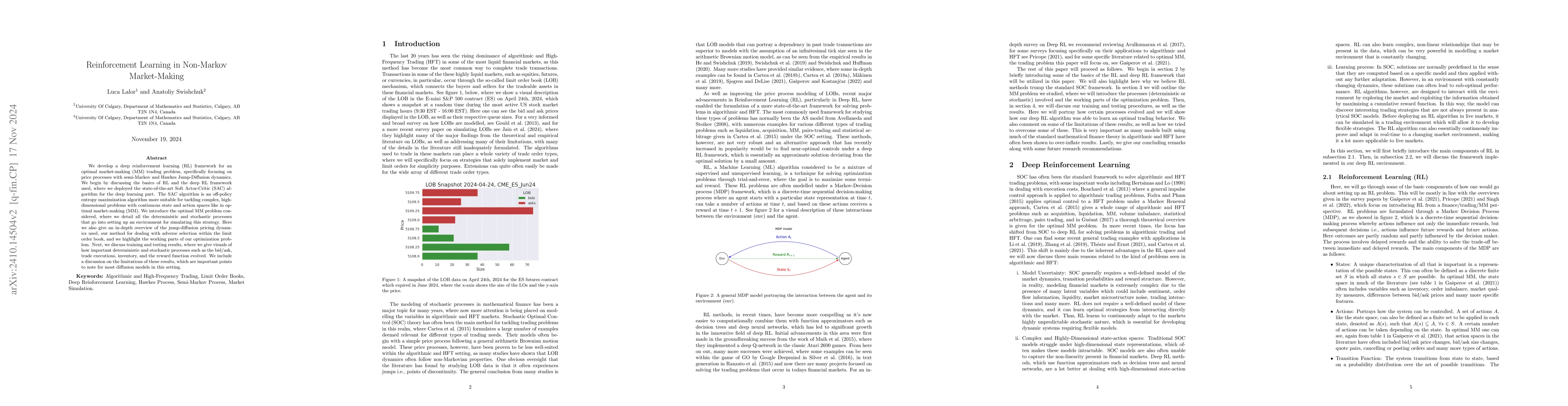 Thumbnail for Reinforcement Learning in Non-Markov Market-Making