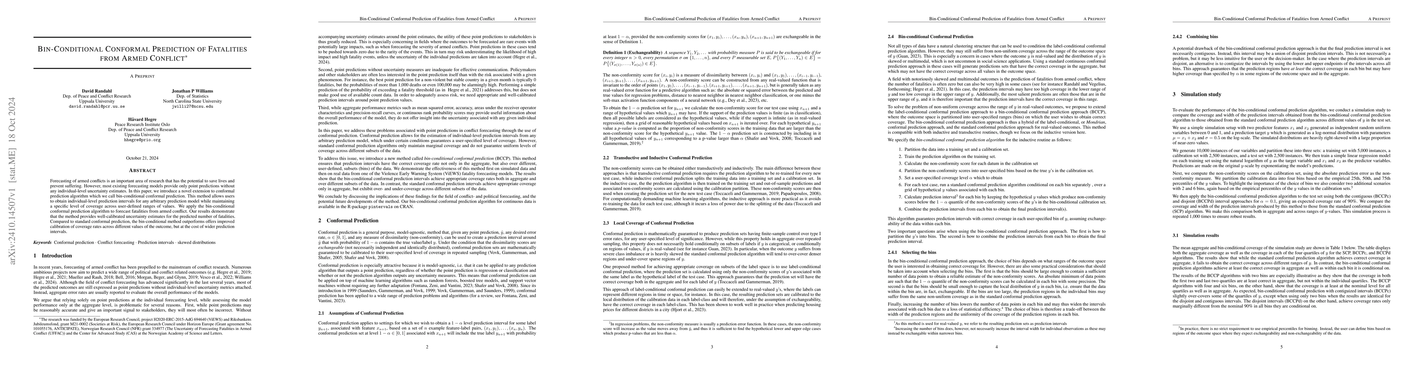 Thumbnail for Bin-Conditional Conformal Prediction of Fatalities from Armed Conflict