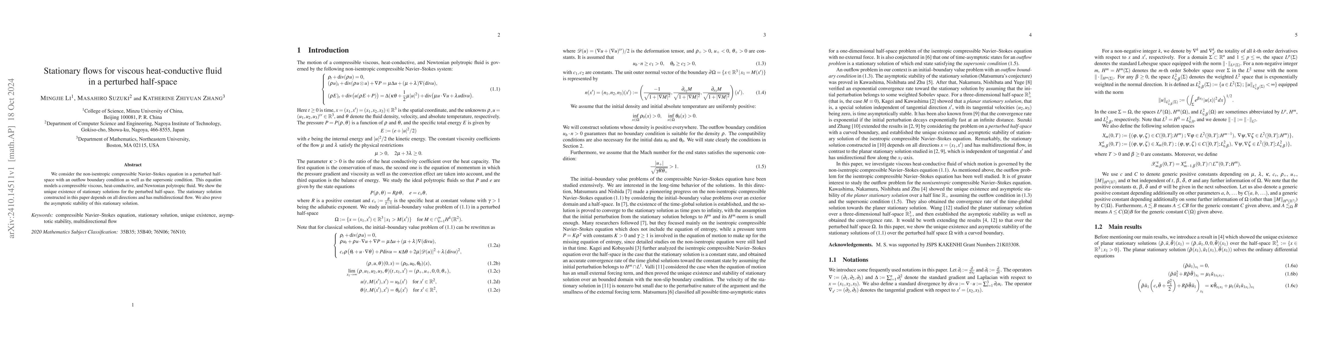 Thumbnail for Stationary flows for viscous heat-conductive fluid in a perturbed
  half-space