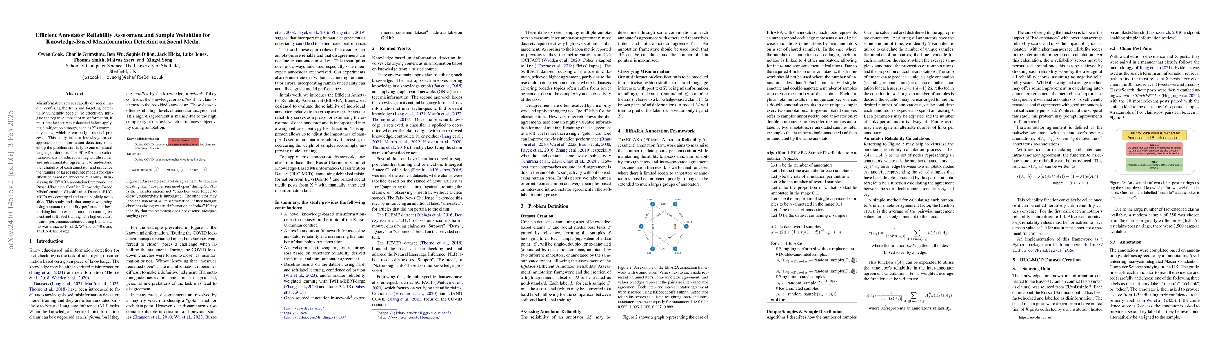 Thumbnail for Efficient Annotator Reliability Assessment and Sample Weighting for
  Knowledge-Based Misinformation Detection on Social Media
